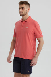 Polera Hombre Pique Básica Lisa Sandía