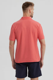 Polera Hombre Pique Básica Lisa Sandía