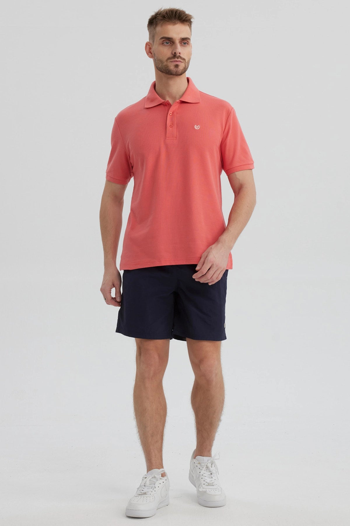 Polera Hombre Pique Básica Lisa Sandía