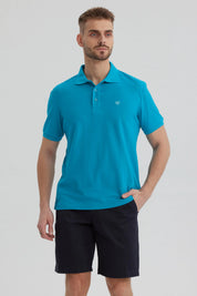 Polera Hombre Pique Básica Lisa Turquesa