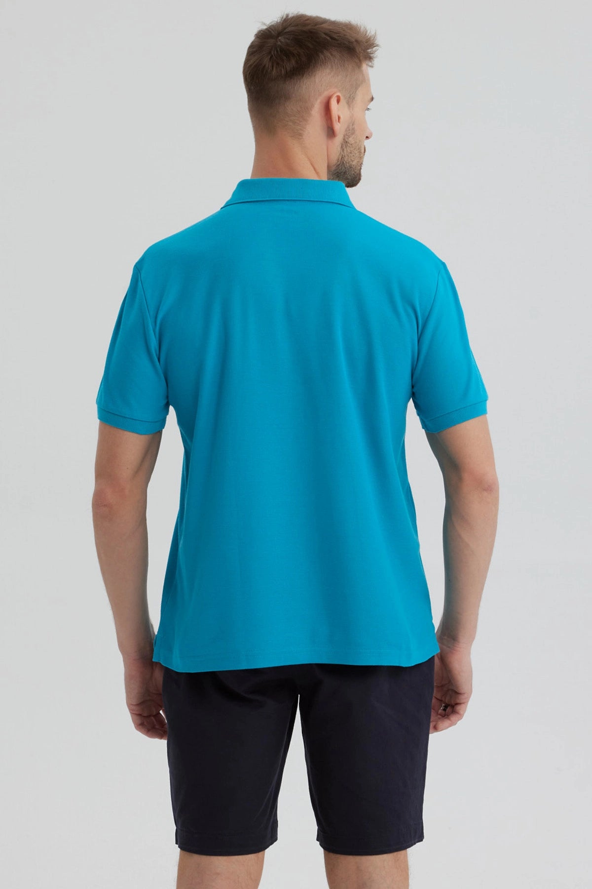 Polera Hombre Pique Básica Lisa Turquesa