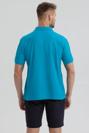 Polera Hombre Pique Básica Lisa Turquesa