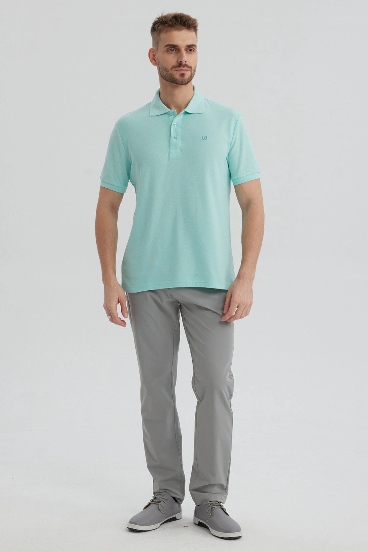 Polera Hombre Pique Básica Lisa Verde Claro