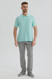 Polera Hombre Pique Básica Lisa Verde Claro