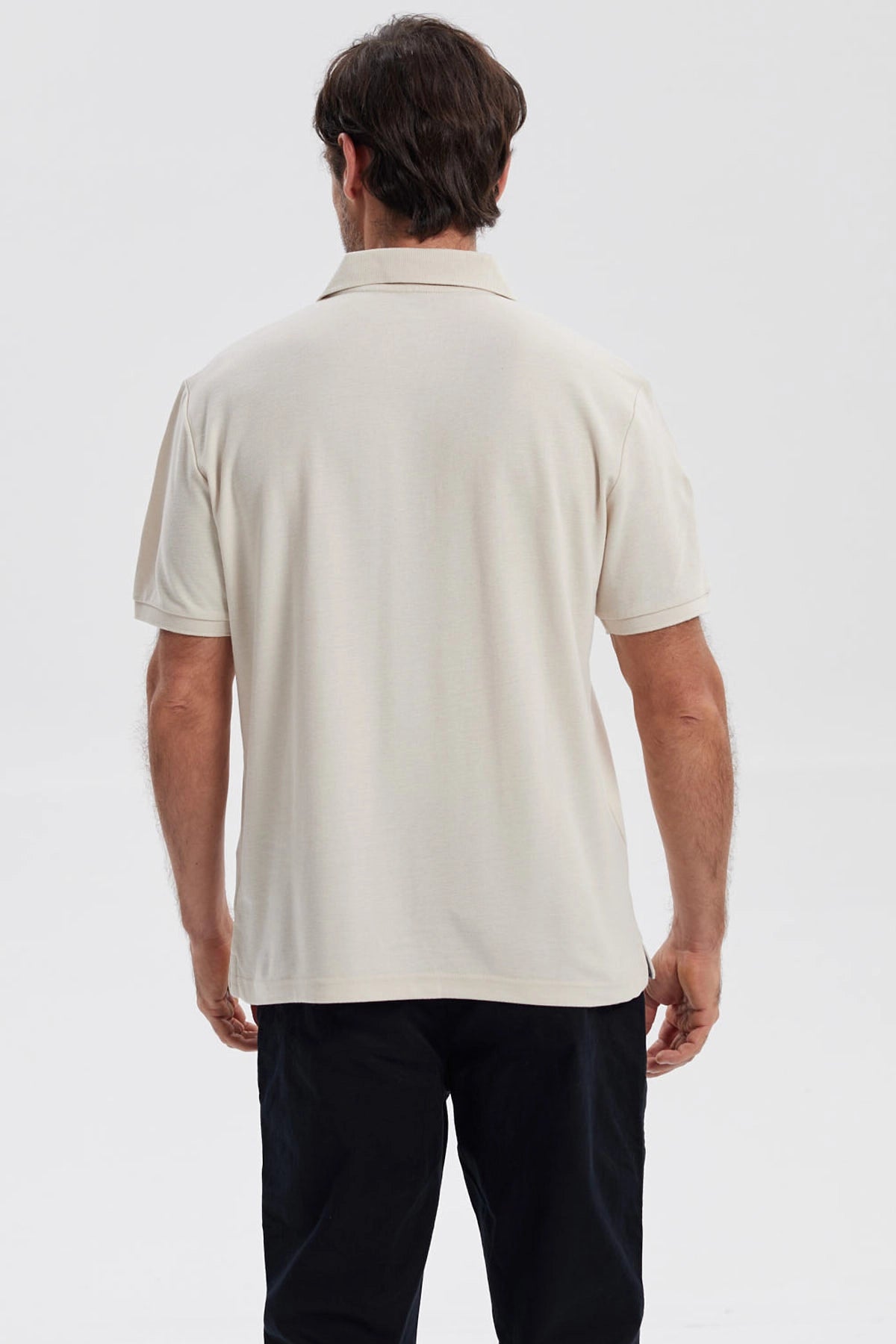 Polera Hombre Pique Básica Lisa Beige