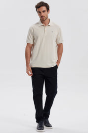 Polera Hombre Pique Básica Lisa Beige