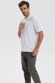 Polera Hombre Pique Básica Lisa Blanco
