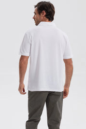 Polera Hombre Pique Básica Lisa Blanco