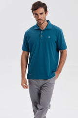 Polera Hombre Pique Básica Lisa Petroleo