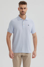 Polera Hombre Pique Básica Lisa Celeste