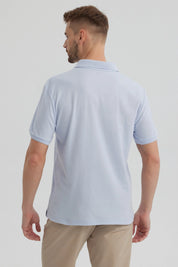 Polera Hombre Pique Básica Lisa Celeste