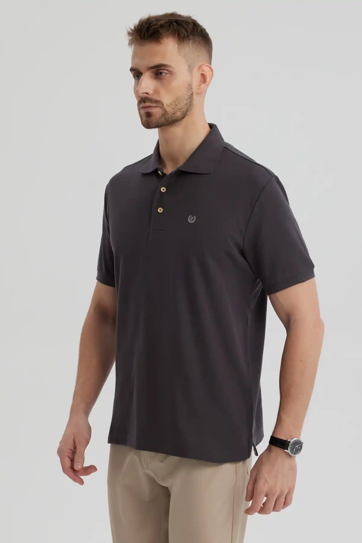 Polera Hombre Pique Básica Lisa Marengo