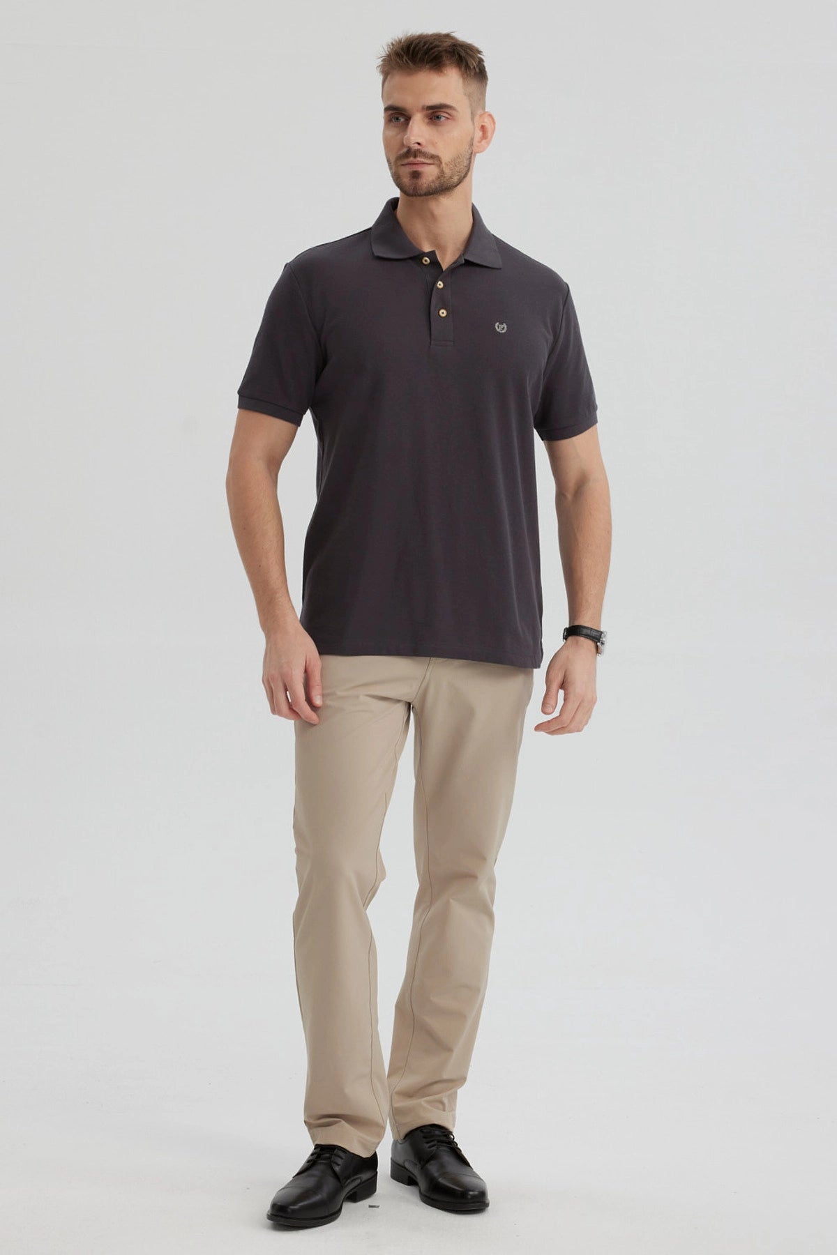 Polera Hombre Pique Básica Lisa Marengo