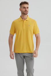 Polera Hombre Pique Básica Lisa Naranjo