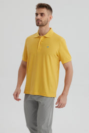 Polera Hombre Pique Básica Lisa Naranjo