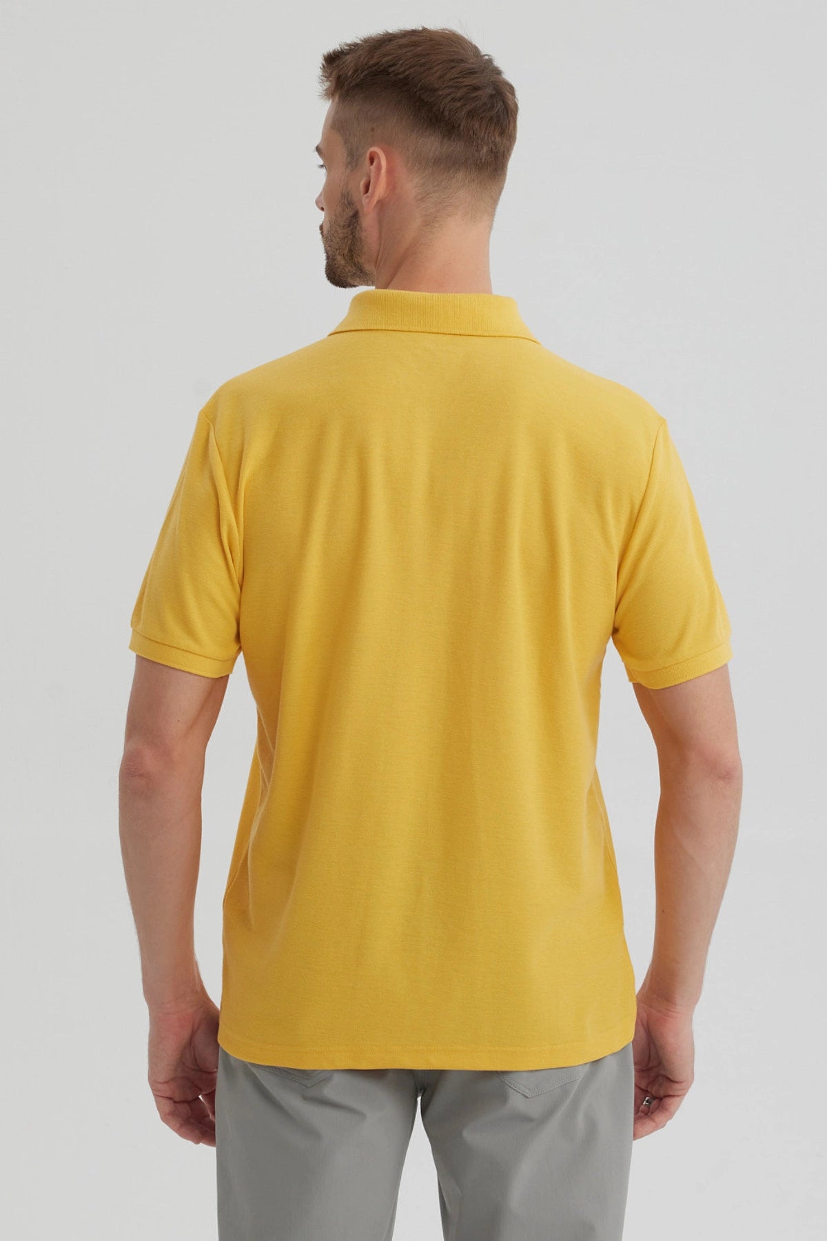 Polera Hombre Pique Básica Lisa Naranjo