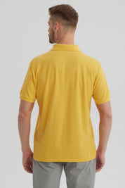 Polera Hombre Pique Básica Lisa Naranjo