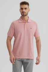 Polera Hombre Pique Básica Lisa Palo Rosa