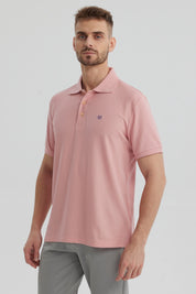 Polera Hombre Pique Básica Lisa Palo Rosa