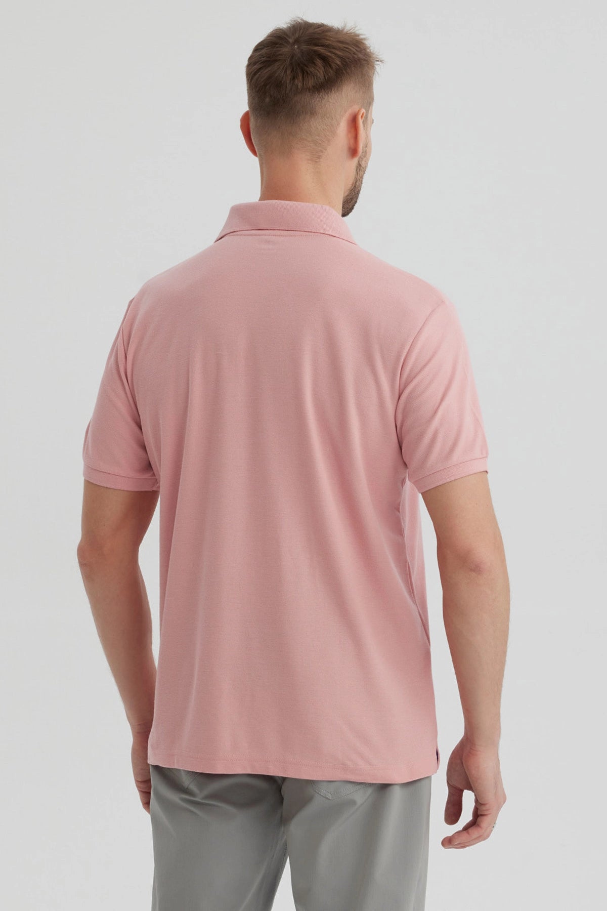 Polera Hombre Pique Básica Lisa Palo Rosa