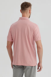 Polera Hombre Pique Básica Lisa Palo Rosa