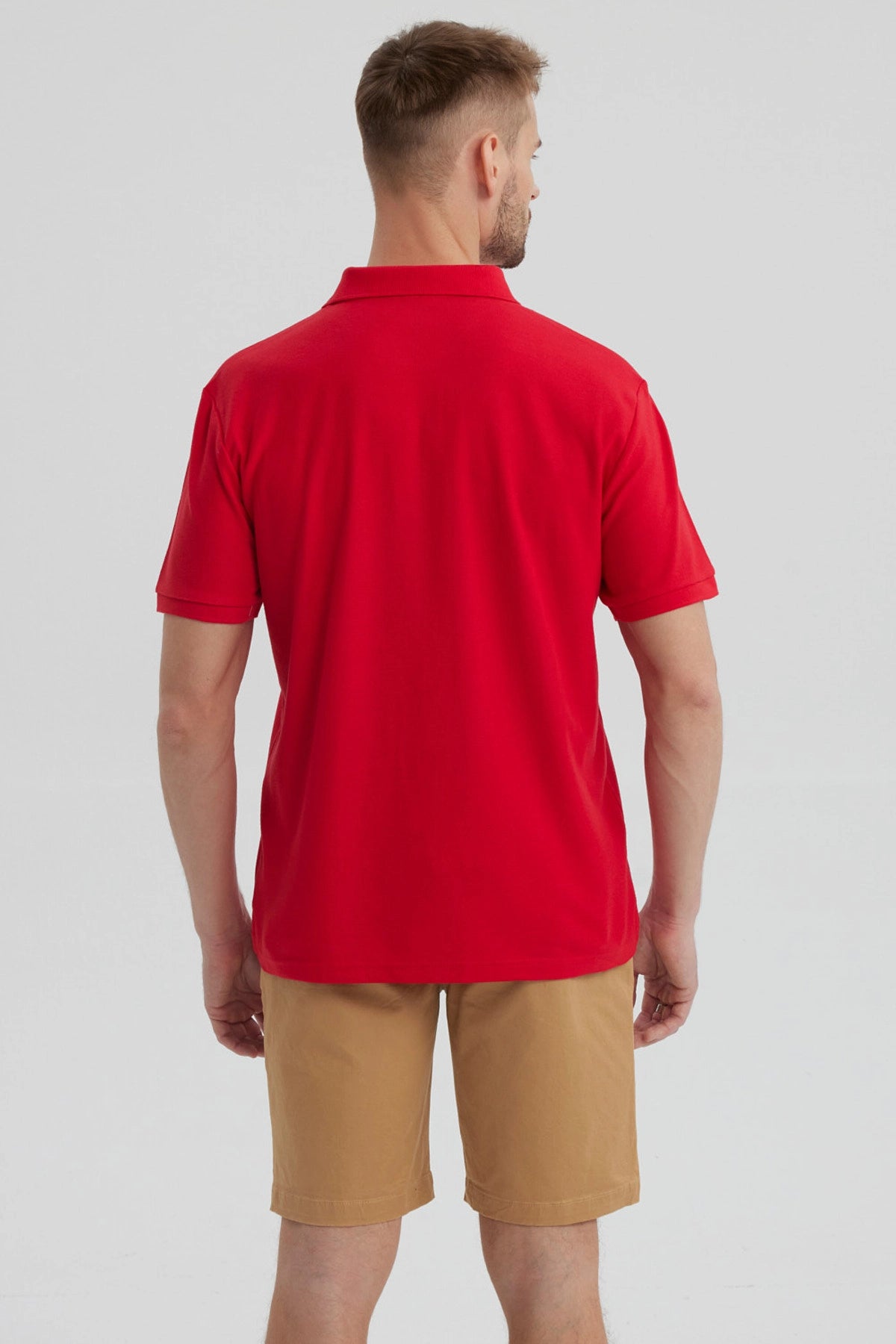 Polera Hombre Pique Básica Lisa Rojo