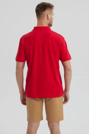 Polera Hombre Pique Básica Lisa Rojo