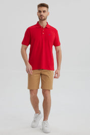 Polera Hombre Pique Básica Lisa Rojo