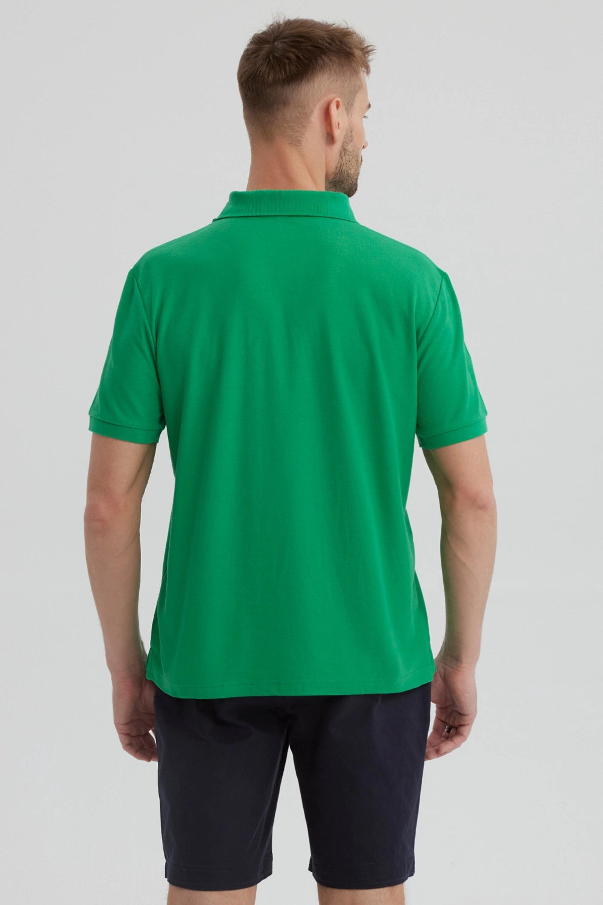 Polera Hombre Pique Básica Lisa Verde