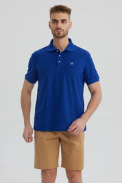 Polera Hombre Pique Básica Lisa Azulino