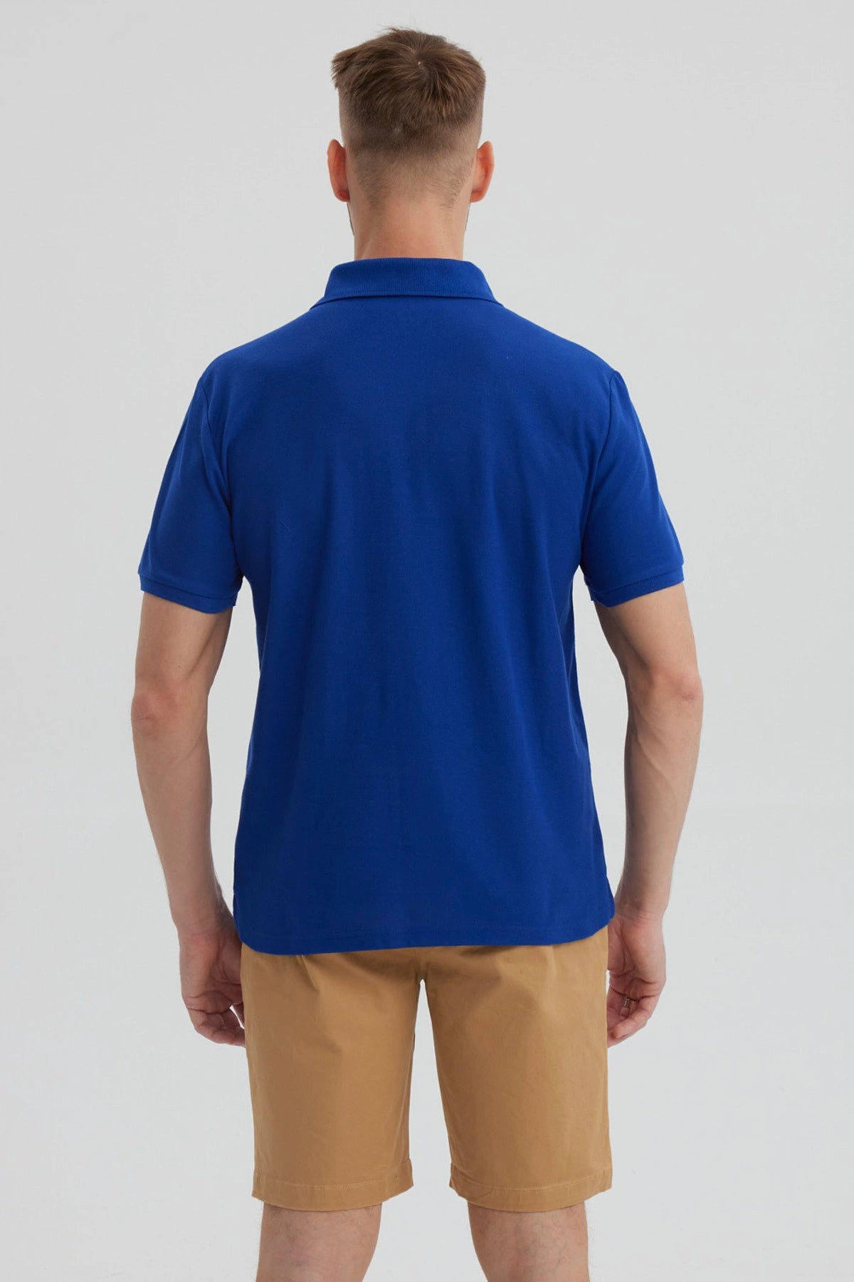 Polera Hombre Pique Básica Lisa Azulino