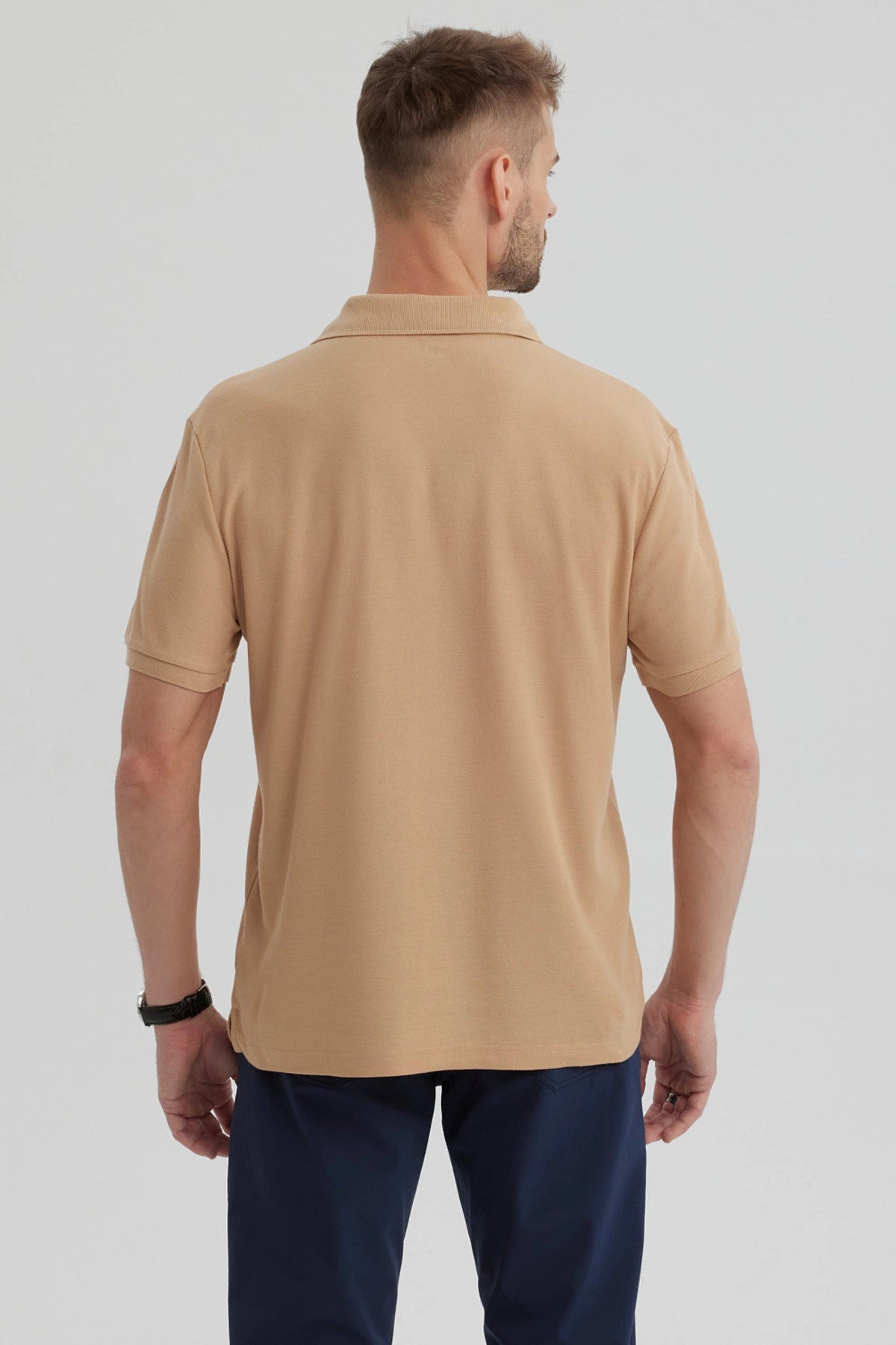 Polera Hombre Pique Básica Lisa Kaki