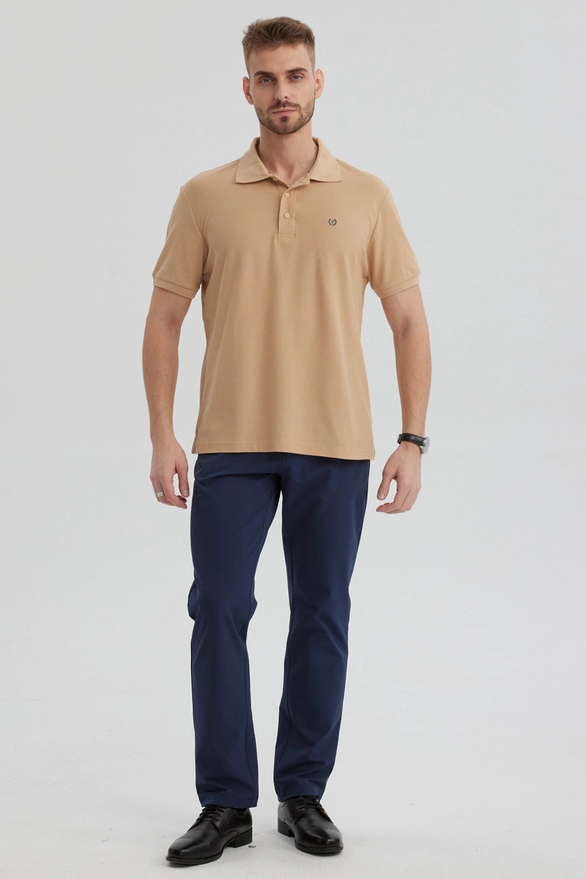 Polera Hombre Pique Básica Lisa Kaki