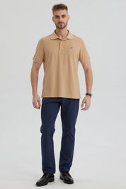 Polera Hombre Pique Básica Lisa Kaki