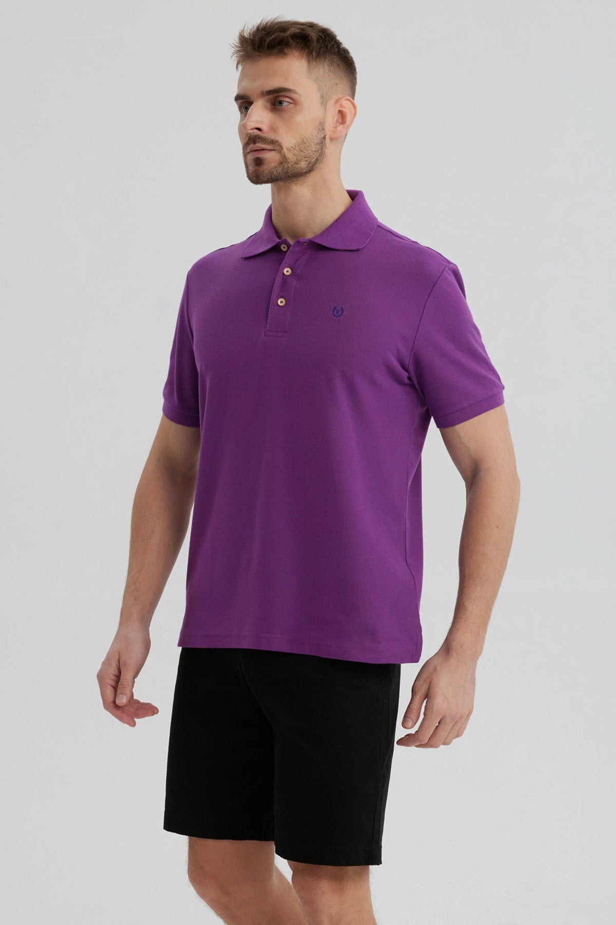 Polera Hombre Pique Básica Lisa Morado
