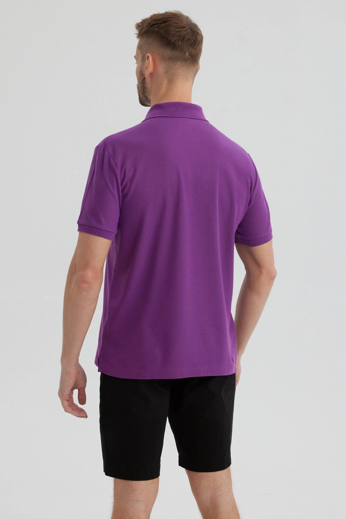 Polera Hombre Pique Básica Lisa Morado