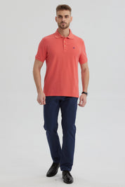 Polera Hombre Pique Básica Lisa Sandía