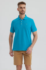 Polera Hombre Pique Básica Lisa Turquesa