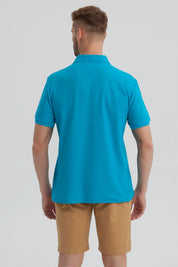 Polera Hombre Pique Básica Lisa Turquesa