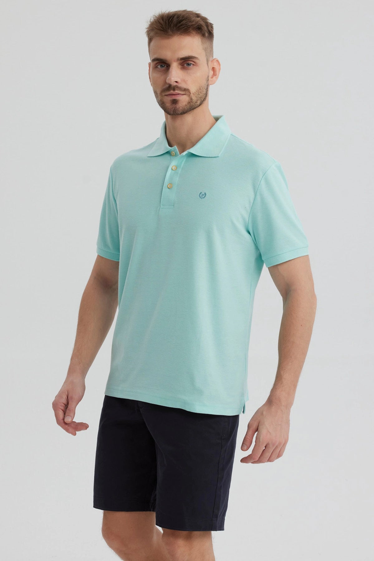 Polera Hombre Pique Básica Lisa Verde Claro