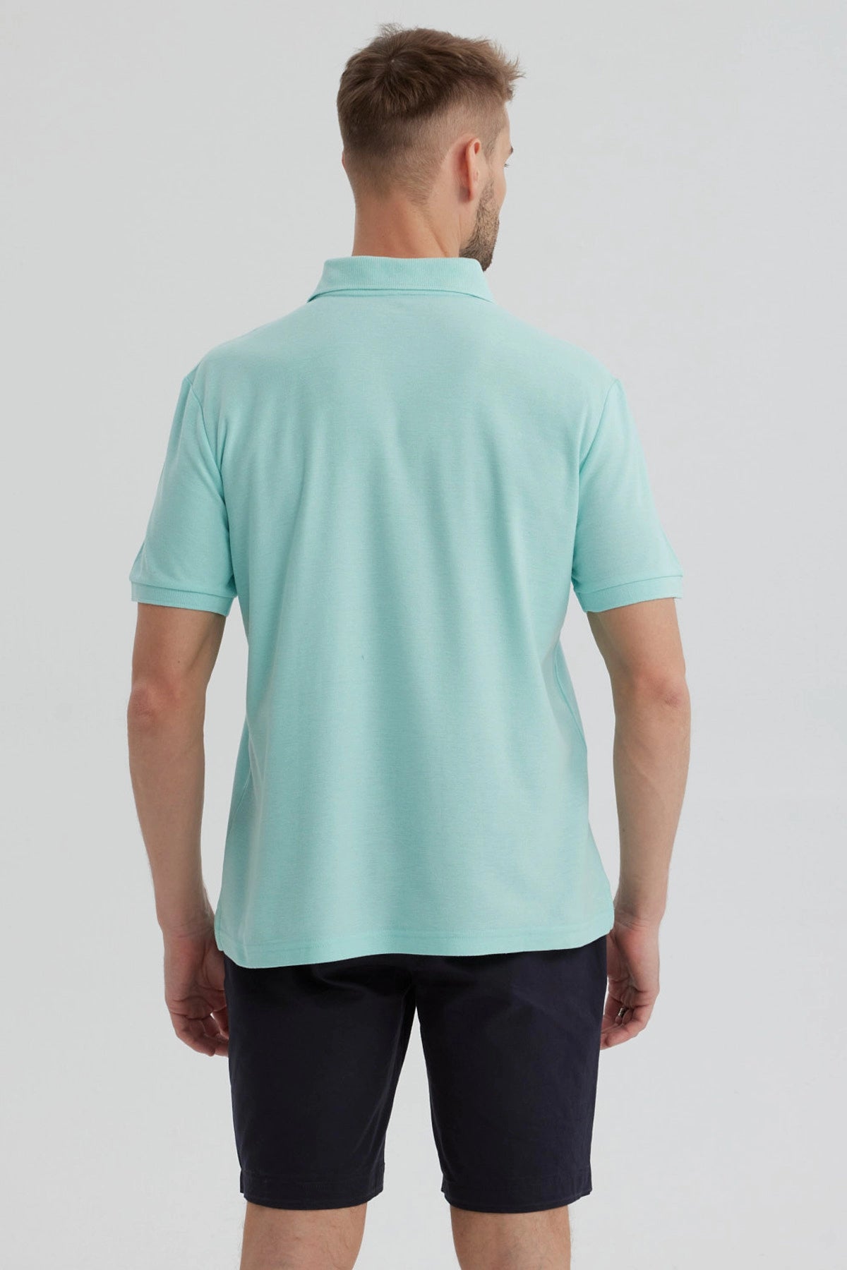 Polera Hombre Pique Básica Lisa Verde Claro