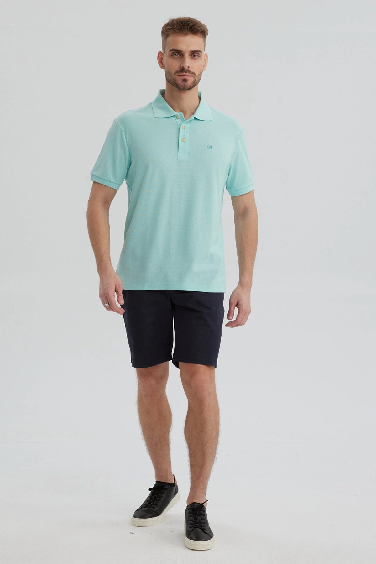 Polera Hombre Pique Básica Lisa Verde Claro