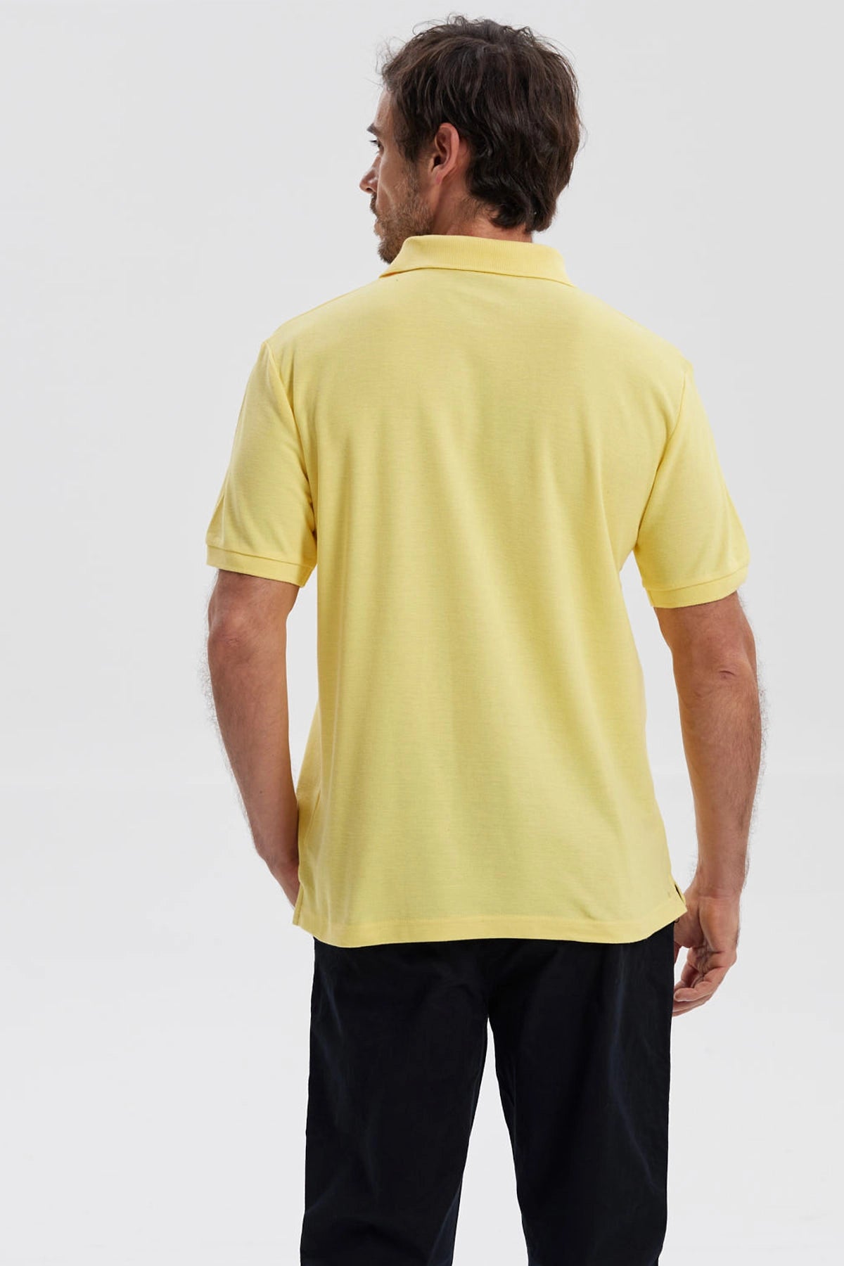 Polera Hombre Pique Básica Lisa Amarillo