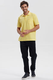 Polera Hombre Pique Básica Lisa Amarillo