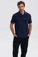Polera Hombre Pique Básica Lisa Azul Marino