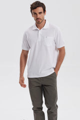 Polera Hombre Pique Básica Lisa Blanco