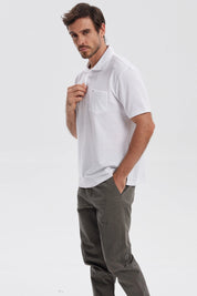 Polera Hombre Pique Básica Lisa Blanco