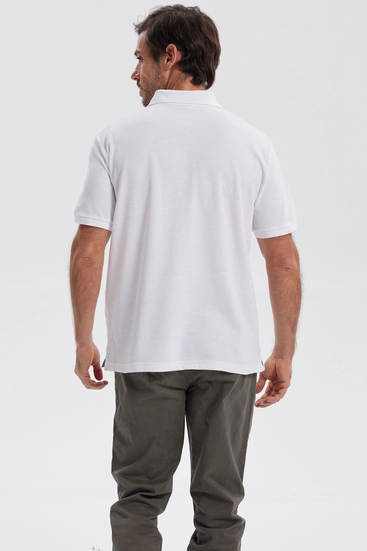 Polera Hombre Pique Básica Lisa Blanco