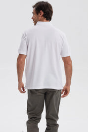 Polera Hombre Pique Básica Lisa Blanco