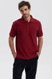 Polera Hombre Pique Básica Lisa Burdeo